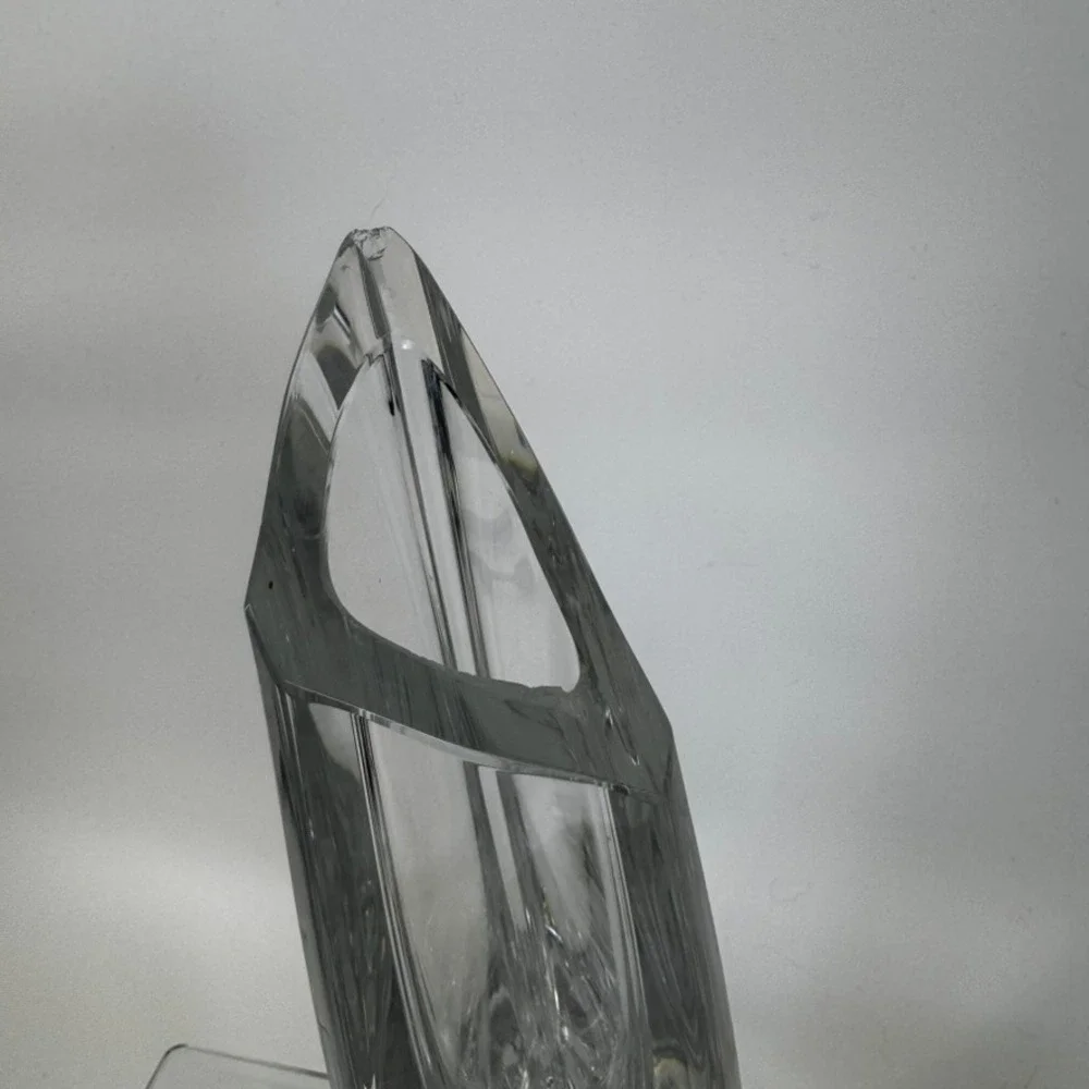 Vintage Crystal Art Glass Abstract Sculpture Vase High Quality Heavy Piece